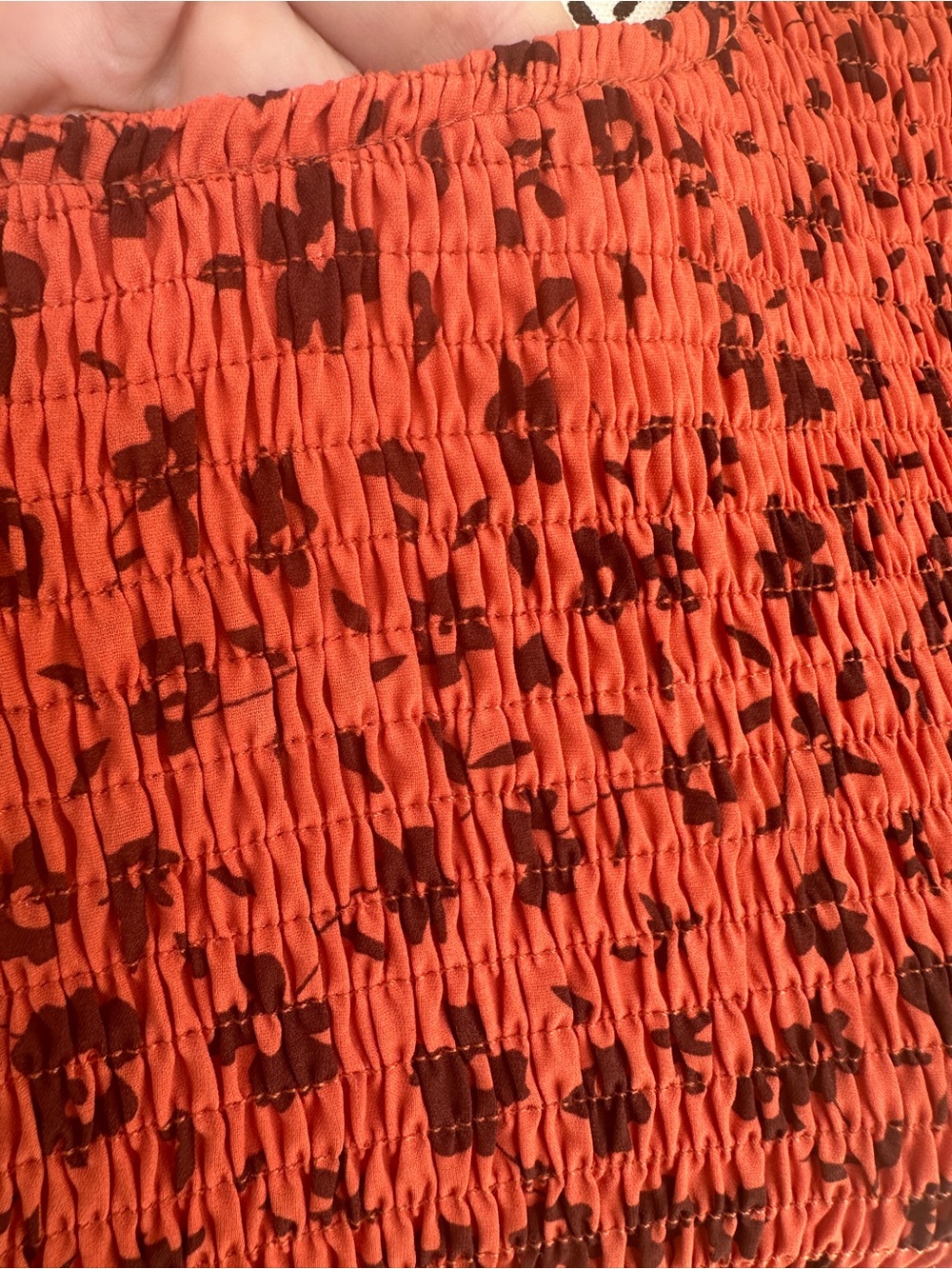 Maggeer beautiful orange w rust colored Floral Maxi Dress with smocking size S - Picture 5 of 14